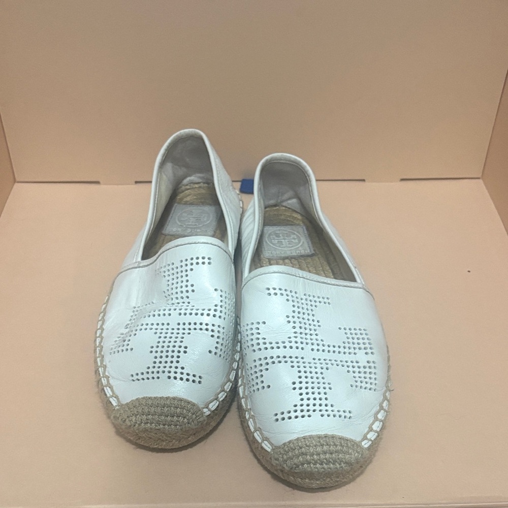 Tory Burch White Perforated Espadrilles